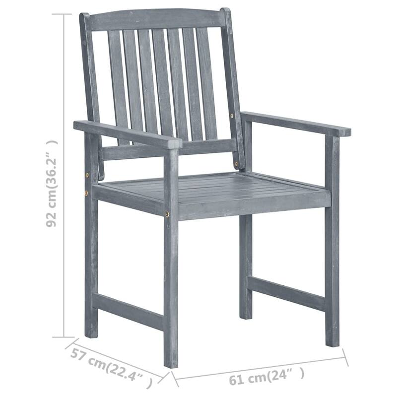 vidaXL Patio Chairs Outdoor Dining Chair with Cushions Gray Solid Wood Acacia