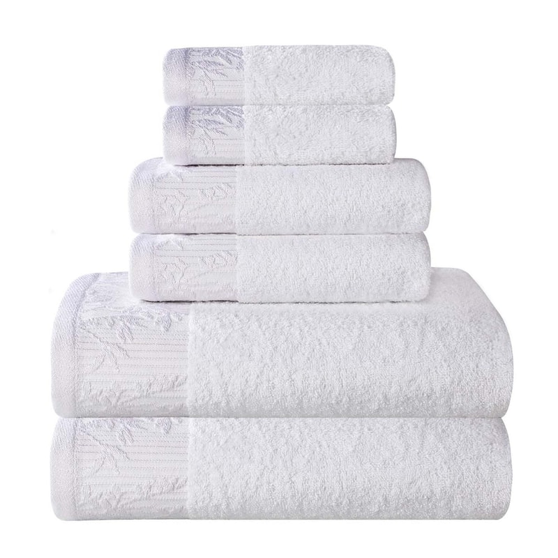 Superior Wisteria Cotton Floral Jacquard 6 Piece Bathroom Towel Set