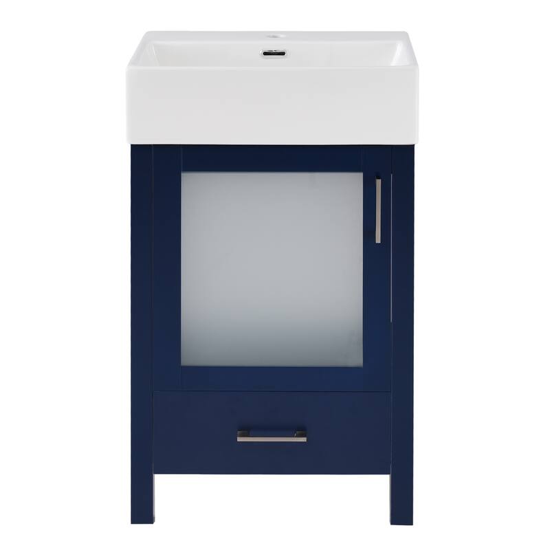 20" Bathroom Vanity with Hazy Glass Door Cabinet and Drawer for Small