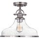 preview thumbnail 1 of 5, Quoizel Grant Brushed Nickel Steel 1-light Semi-Flush Mount