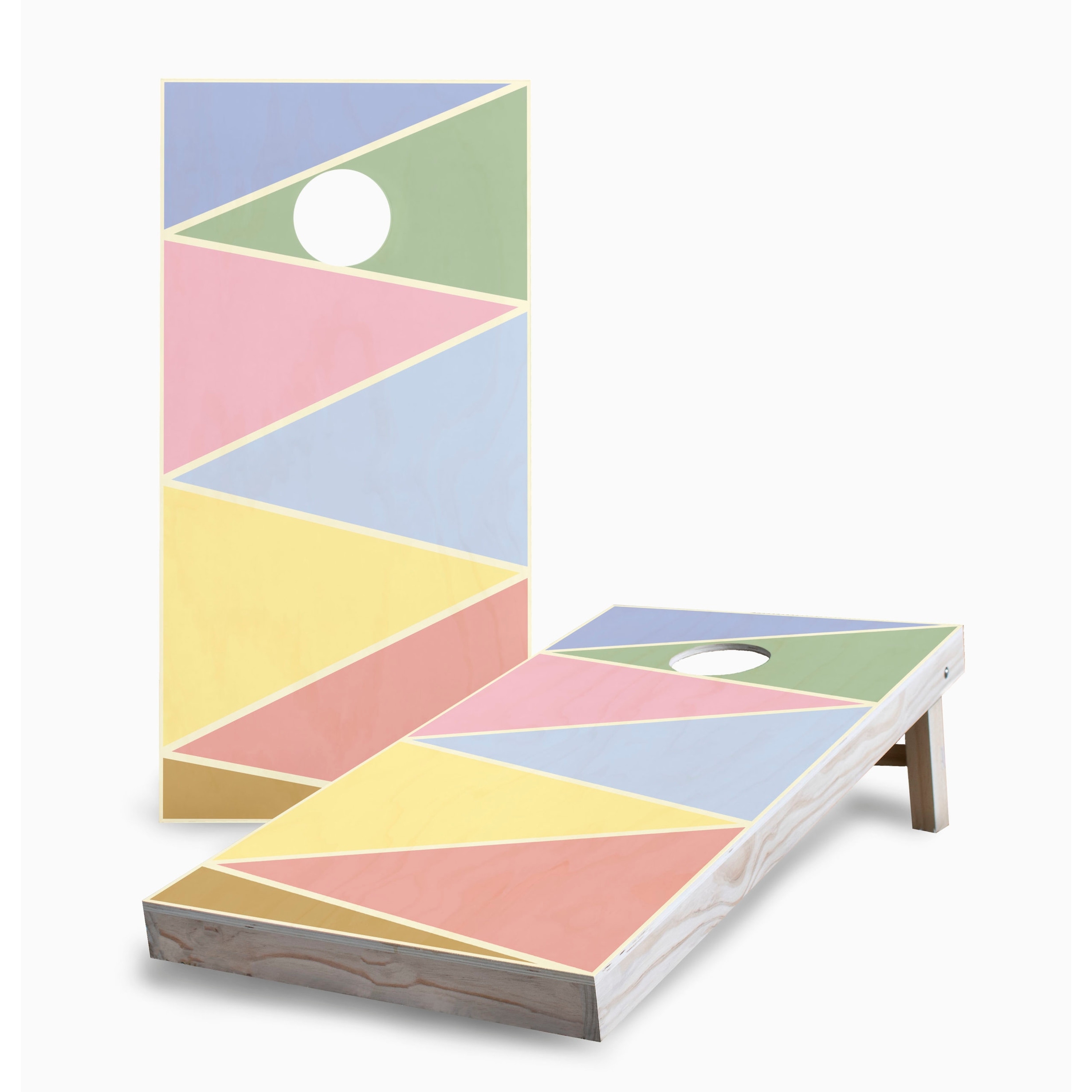 Color Triangles Corn Hole Board Set with Hole Lights