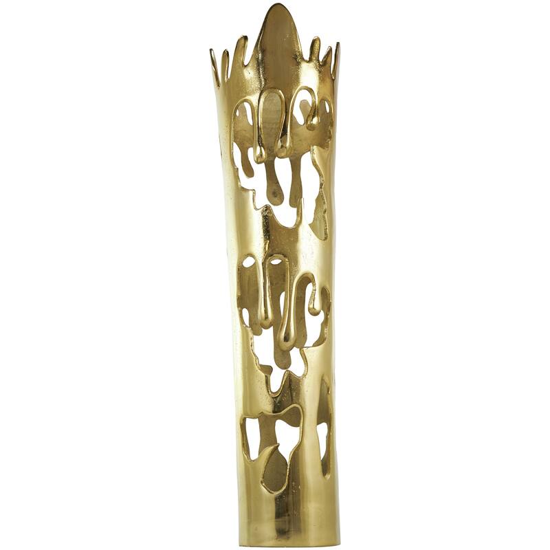 Aluminum Metal Drip Decorative Vase with Melting Designed Body - Silver, Gold or Black - Roche River Decor