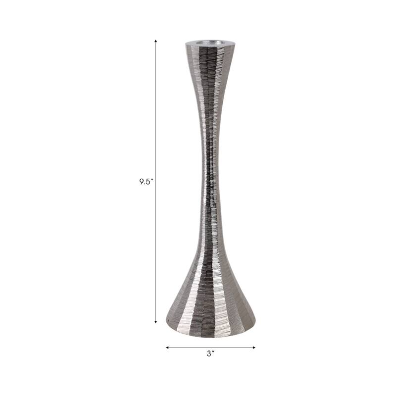 Glam Metal and Wood Taper Candle Holder Sculptural Silhouette MDF Base