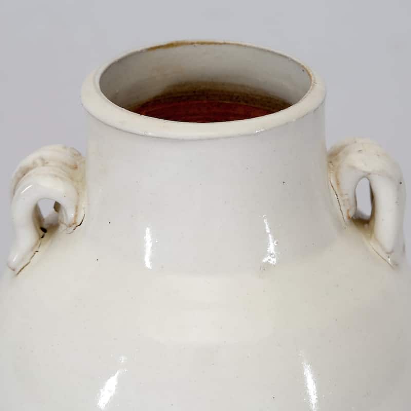 Artissance 10.2 in. H White Porcelain Vintage Style Vase w/2 handles
