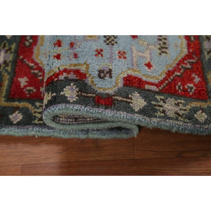 Light Blue Geometric Kazak Indian Accent Rug Handmade Wool Carpet - 2'0"x 3'0"