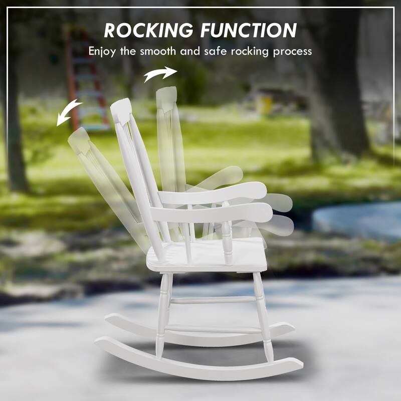 Outsunny Outdoor Wood Rocking Chairs Set of 2, 350 lbs. Porch Rockers with High Back for Garden, Patio, Balcony
