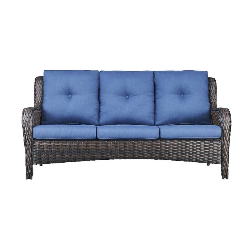 Gymojoy 3-Piece Outdoor Patio High-back Wicker Sectional Ottoman Set