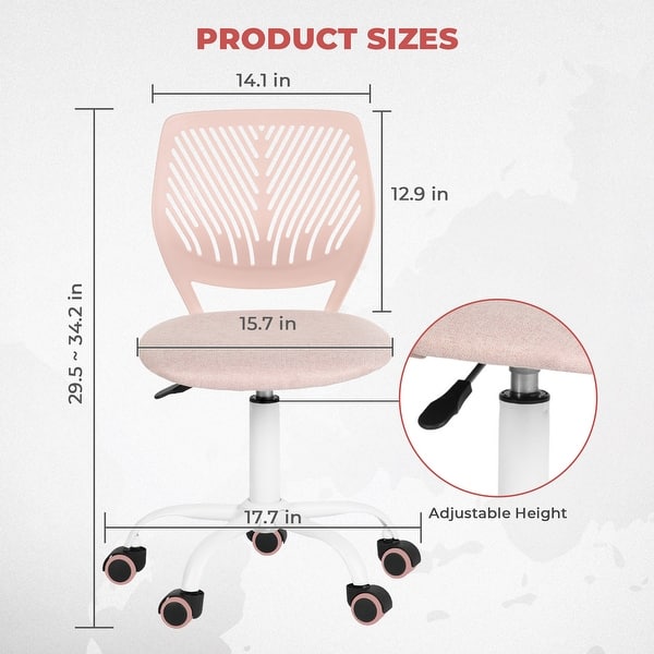 dimension image slide 9 of 14, Homy Casa Armless Office Task Chair