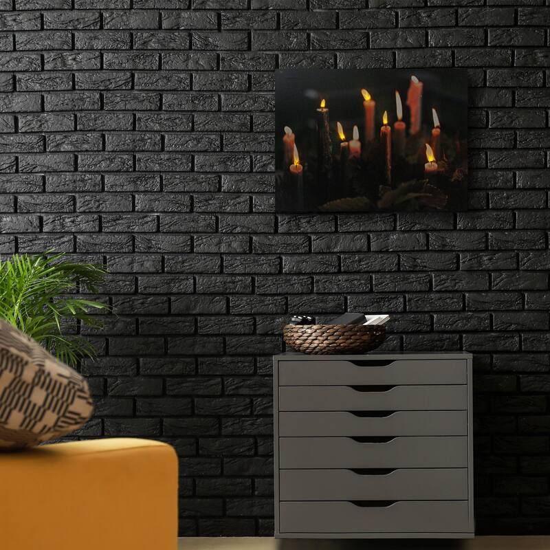 LED Lighted Candles with Fall Leaves Canvas Wall Art 11.75 x 15.75