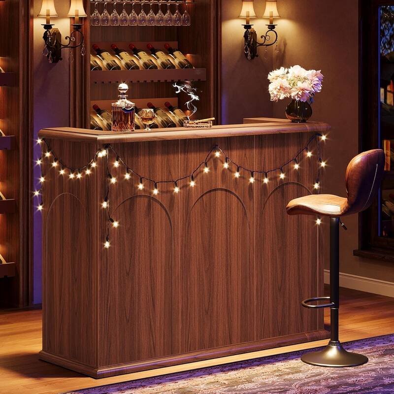 55-Inch Home Bar Unit, Mid-Century Modern Liquor Bar Table for Home Pub, Kitchen, Living Room
