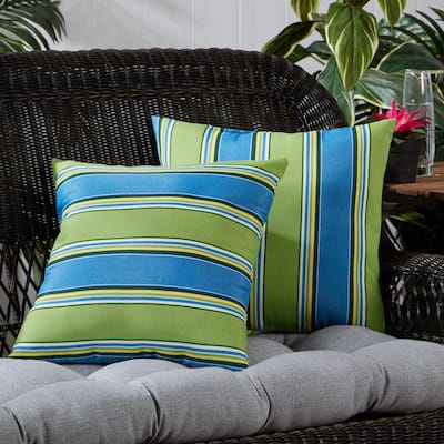 Cayman Stripe Outdoor 17-inch Square Accent Pillows (Set of 2) by Greendale Home Fashions
