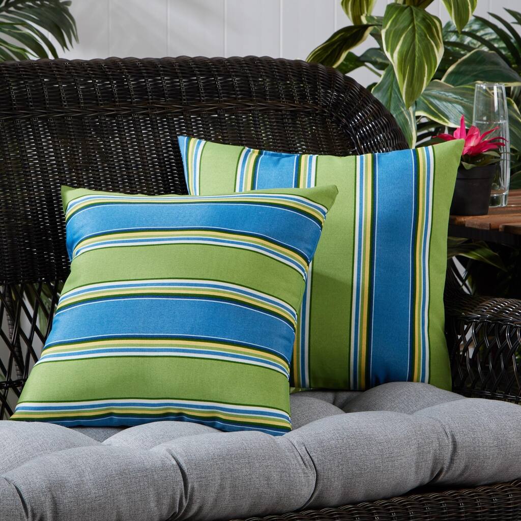 Cayman Stripe Outdoor 17-inch Square Accent Pillows (Set of 2) by Greendale Home Fashions