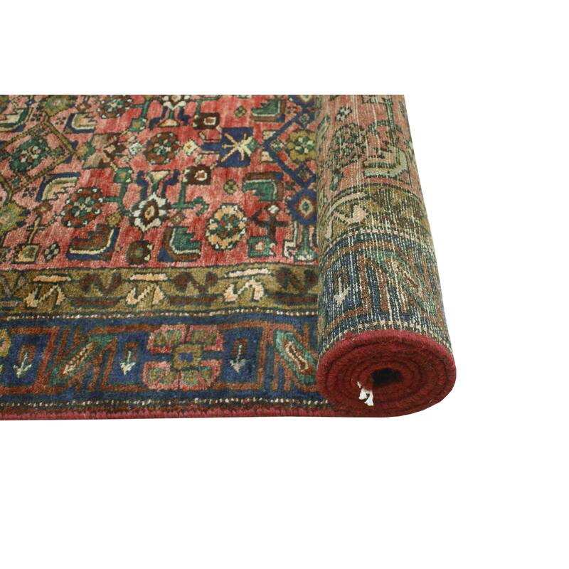 Fine Vintage Distressed Katayoun Rust/Navy Runner - 2'9" x 9'10"