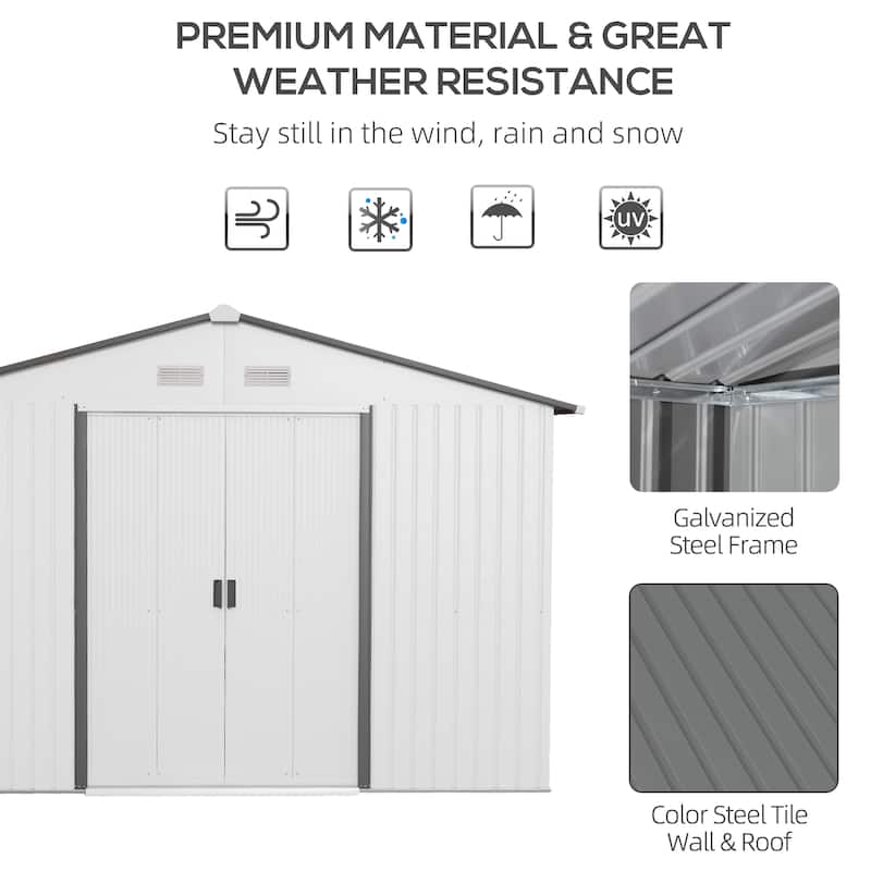 Outsunny 11' x 9' Dark Grey Metal Garden Shed