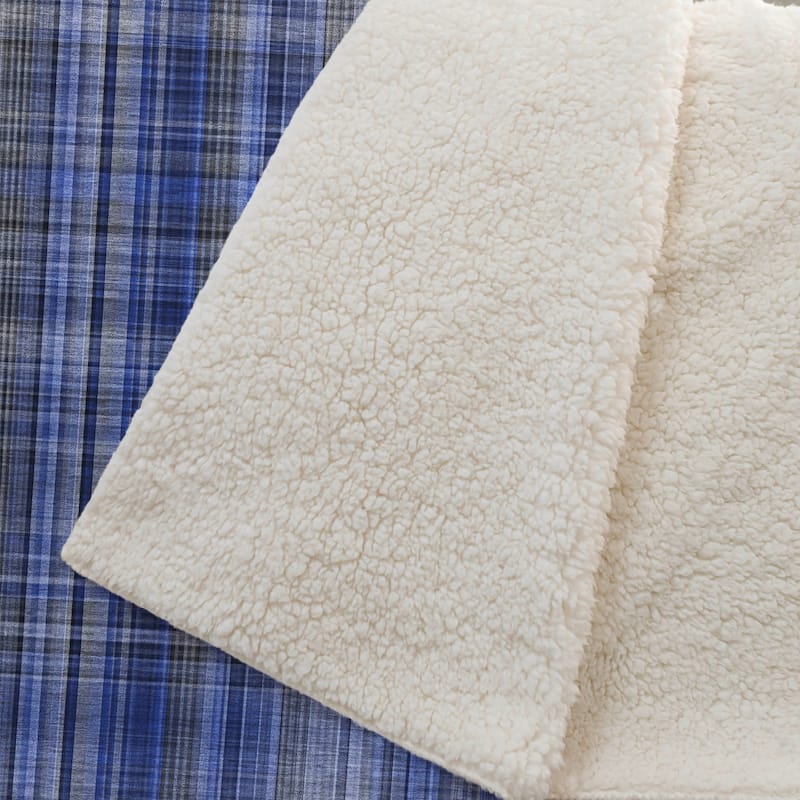 Premium Machine Washable Plaid Sherpa Throw Blanket