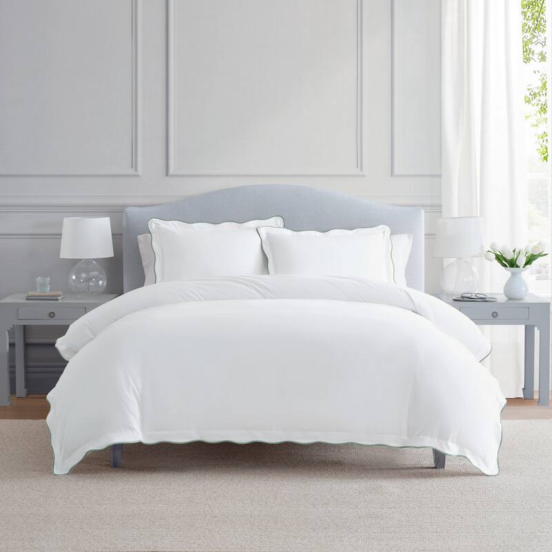 Martha Stewart Simple Scallop Cotton Duvet Cover Set
