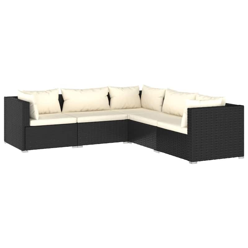 vidaXL Patio Lounge Set Outdoor Sectional Sofa Set Table Garden Poly Rattan