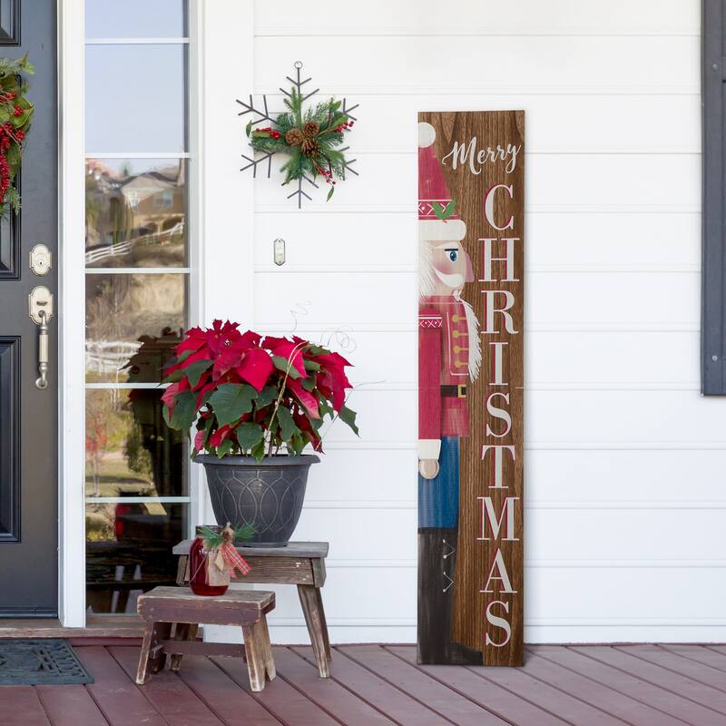 Glitzhome Wooden Christmas Nutcracker "PEACE" Porch Sign