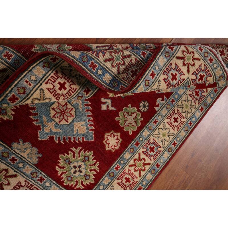 Red Kazak Foyer Rug Hand-Knotted Wool Carpet - 3'3" x 4'6"