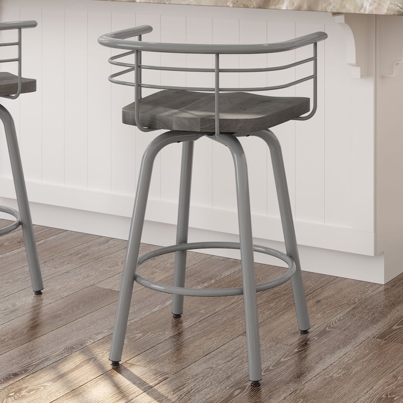 Amisco Brisk Swivel Counter Stool with Distressed Wood Seat