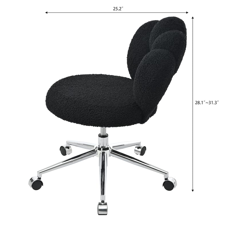 360°Swivel Height Adjustable Swivel Chair, Teddy Fabric, Home Office Chair
