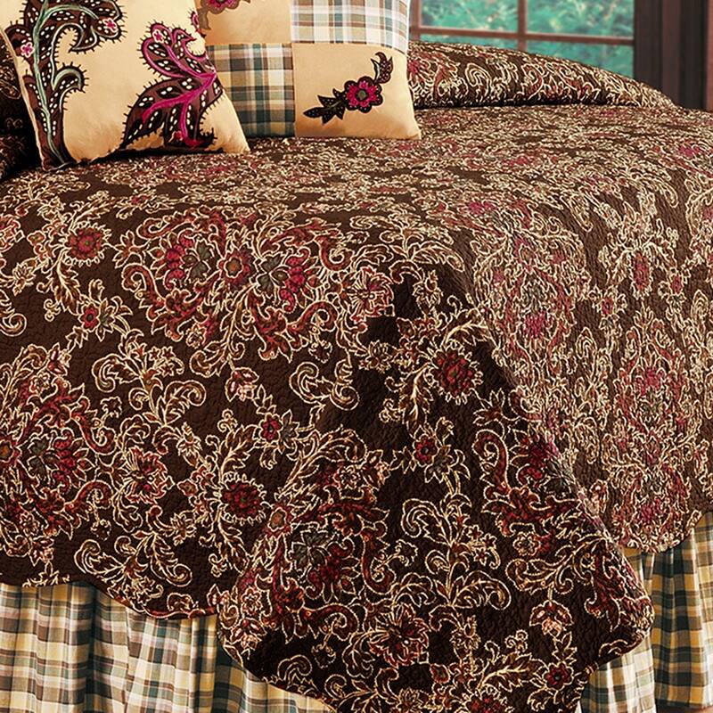 Rustic Damask Full/Queen Quilt 100% Cotton Lightweight Machine Washable Reversible Bedspread Coverlet