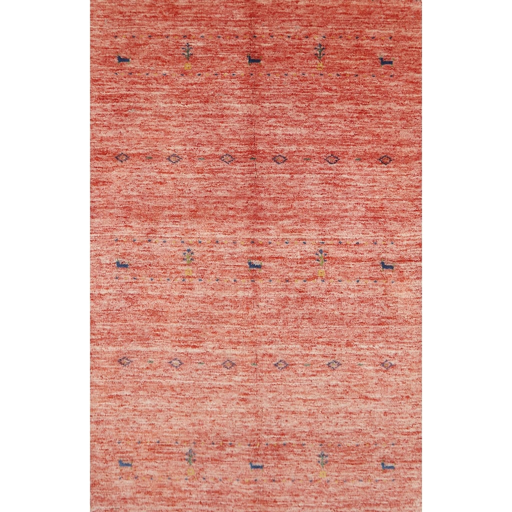 Gabbeh Indian Rug Handmade Bedroom Orange Wool Carpet - 3'9" x 5'8"
