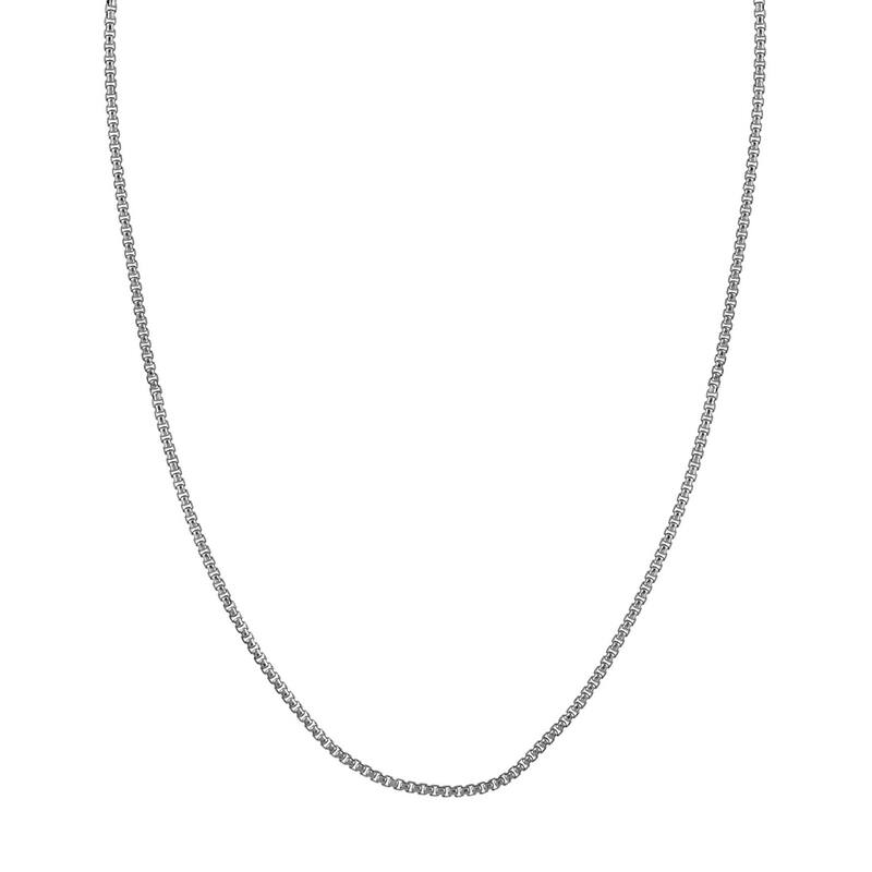 Curata 925 Sterling Silver Oxidized 2.1mm Round Box Chain for Men