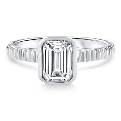 1.52 Ct Emerald Cut Solitaire Diamond Engagement Ring White Gold Lab Grown