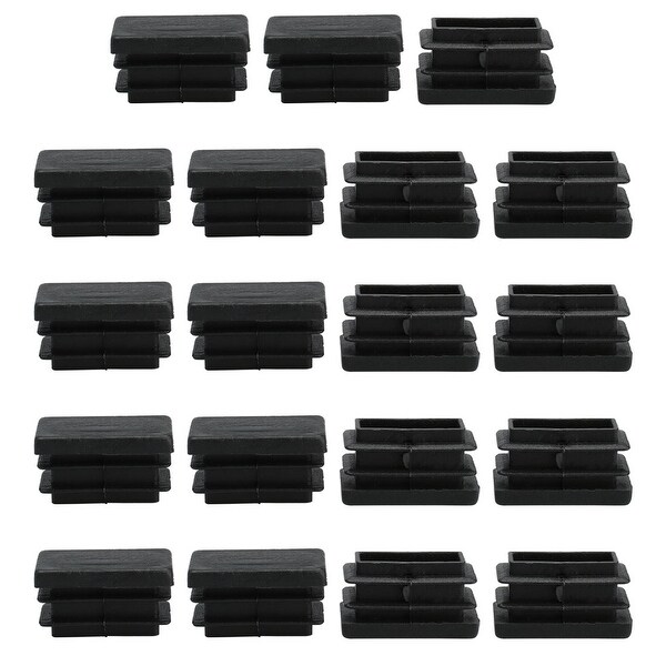 19pcs 13 x 26mm Plastic Rectangle Ribbed Tube Inserts End Cover Cap Furniture Chair Table Feet Floor Protector