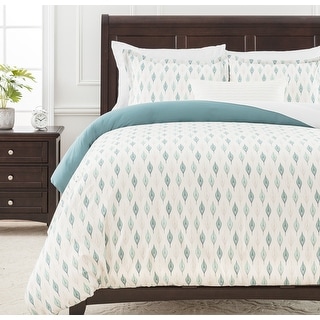 Chanasya Geometric Leaf Patterned Ultra Soft Duvet Cover Set