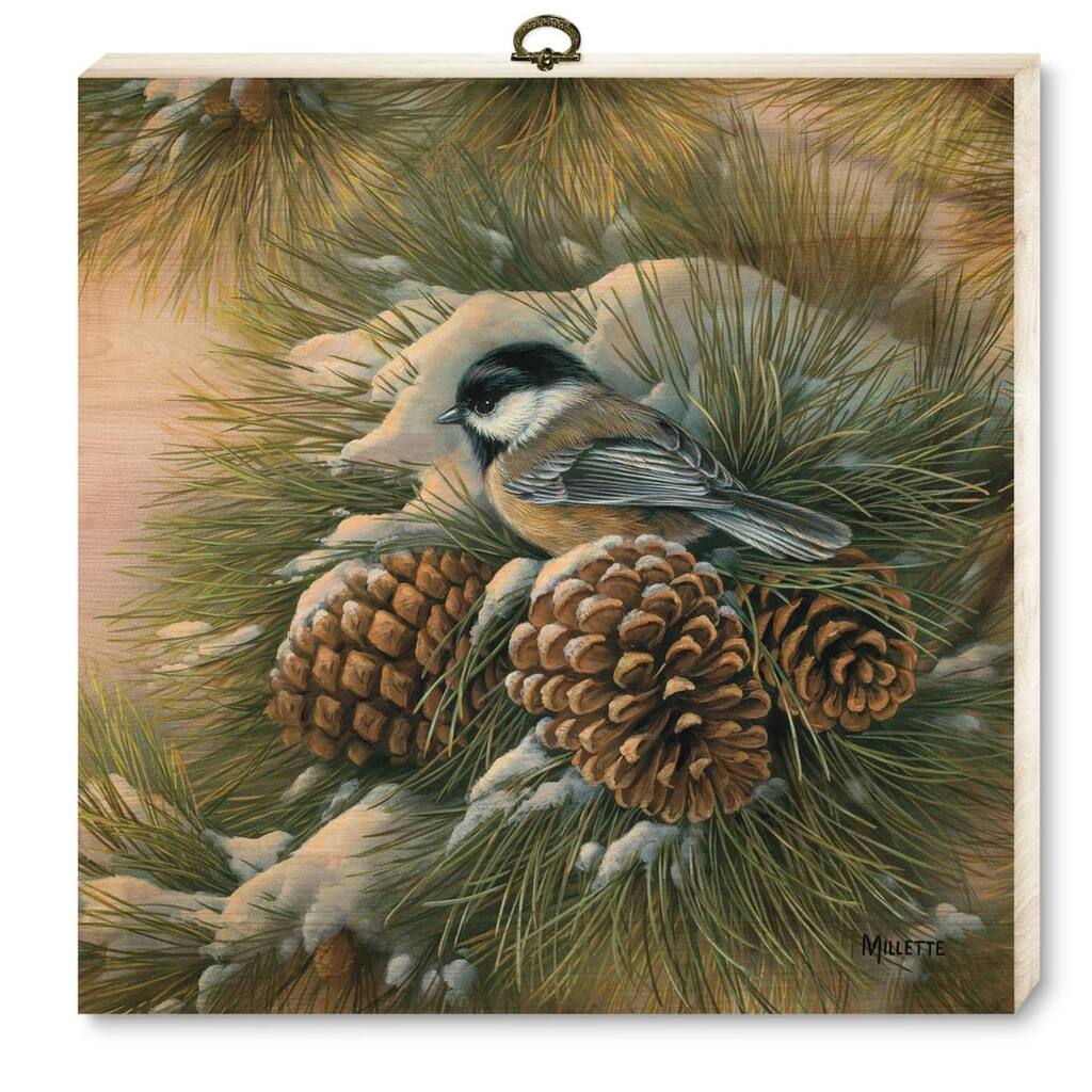 House & Homebody Co. December Dawn Chickadee Wood Cutting Board - 12x12