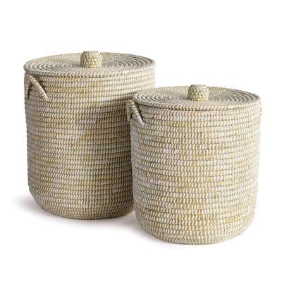 Rivergrass Hamper Baskets With Lids, Set Of 2