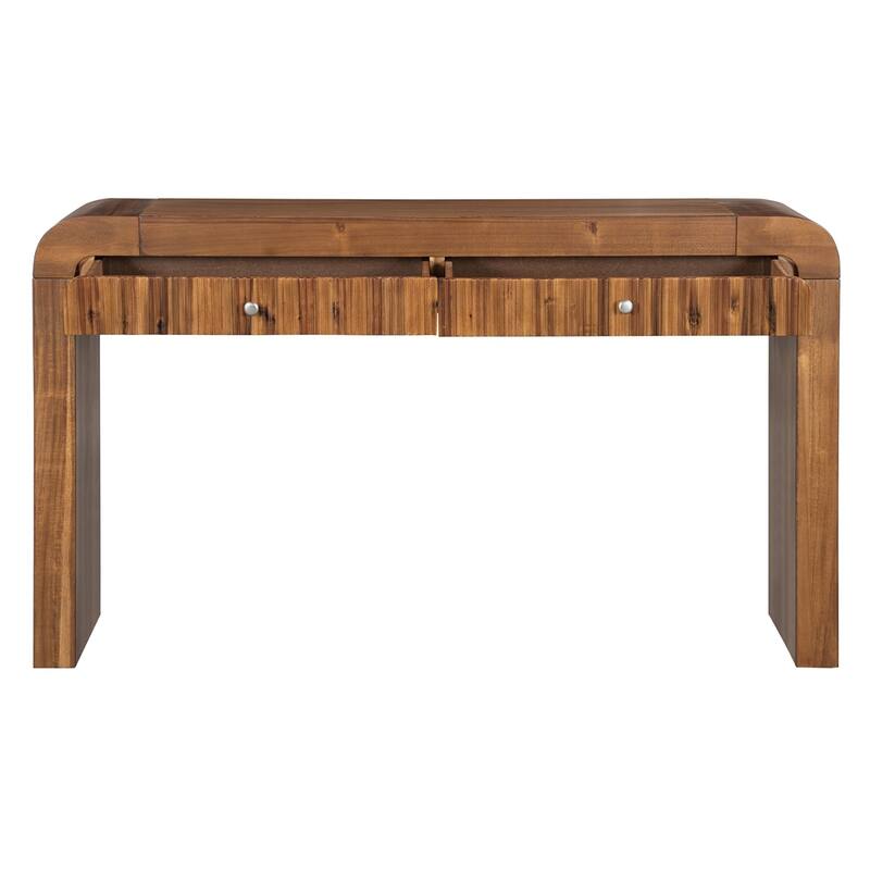 Console Table with Fluted Drawer,Curved Corners,and Thick Legs for Hallway & Living Room