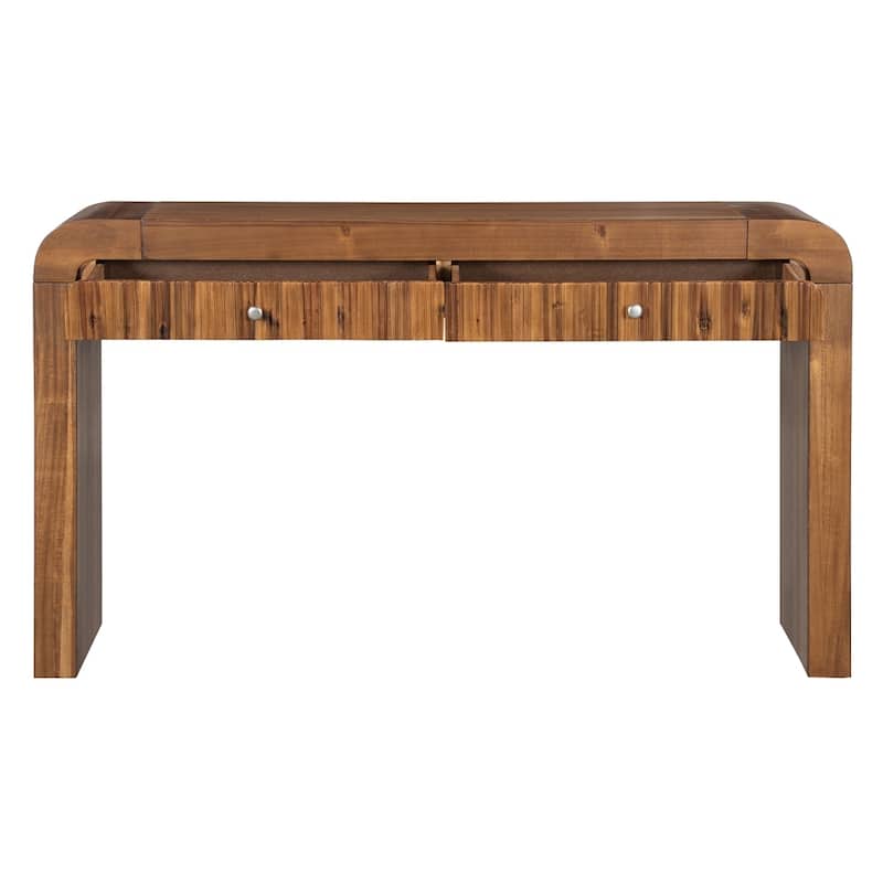 Entryway Table Console Table with Fluted 2-Drawer Rustic Sofa Table