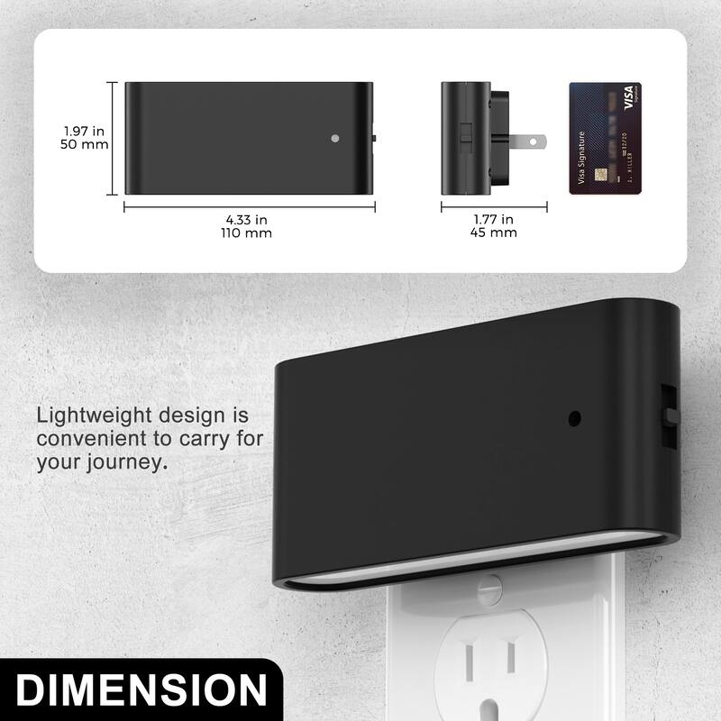 YANSUN 2-Pack Plug-in Light-Sensor Night Light, Horizontal Black Wall Lamp Design
