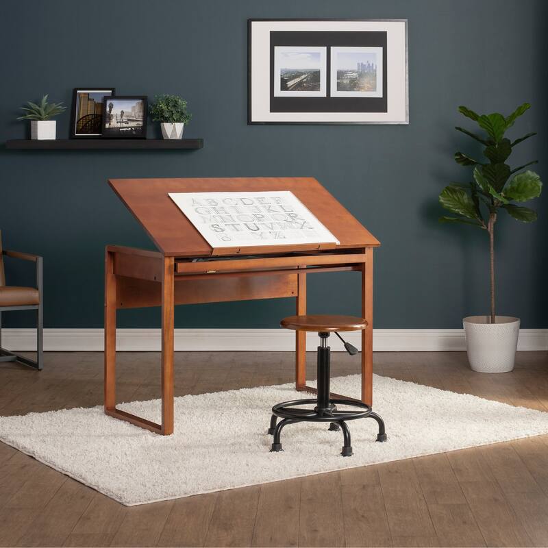 Studio Designs Retro Wood Seat and Height Adjustment Stool