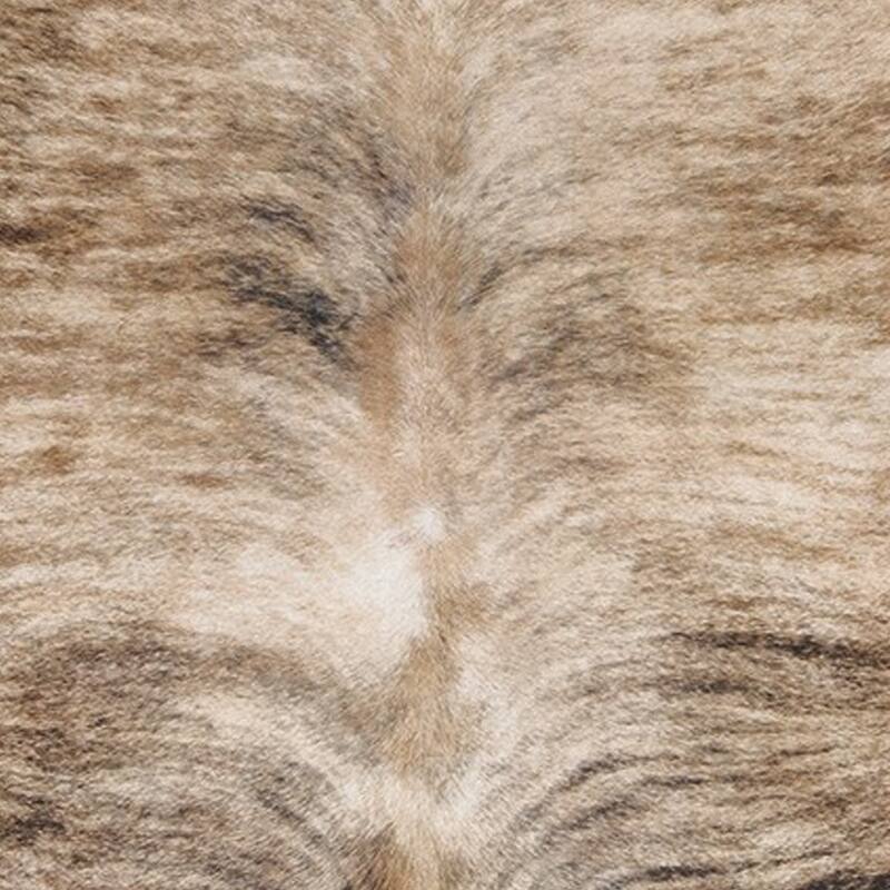 Meni 6 x 8 Medium Area Rug, Machine Woven, Faux Fur Animal Print, Brown - 6 x 8