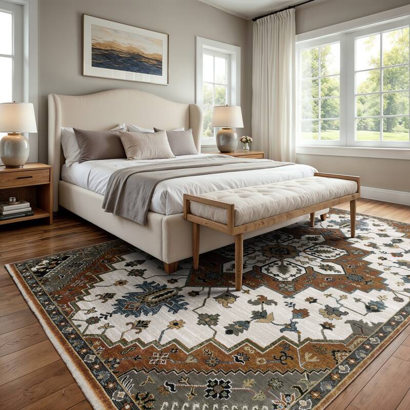 Style Haven Kellan Oriental Medallion Area Rug - 7' 10" x 10' 10" - Rust/ Ivory - Rectangle