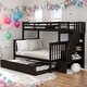 preview thumbnail 2 of 9, Twin Over Full Bunk Bed with Twin size Trundle,Storage and GuardRail