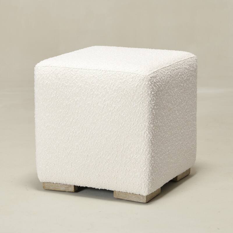 KINWELL 18.5" W Square Boucle Upholstered Ottoman Entryway Footstool