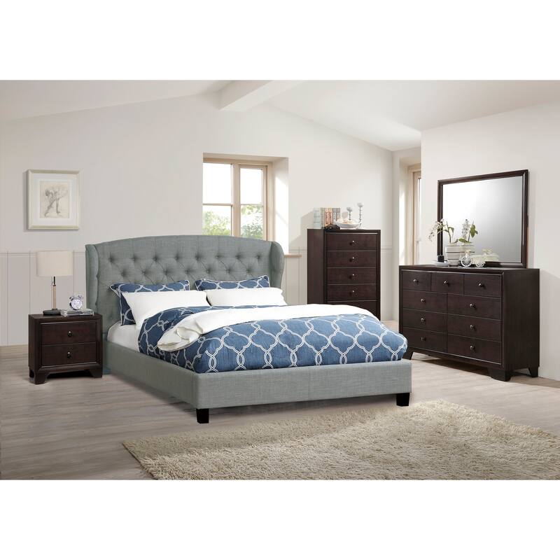 Modern Bedroom Nightstand,2 Drawers Bed Side Table Rubberwood