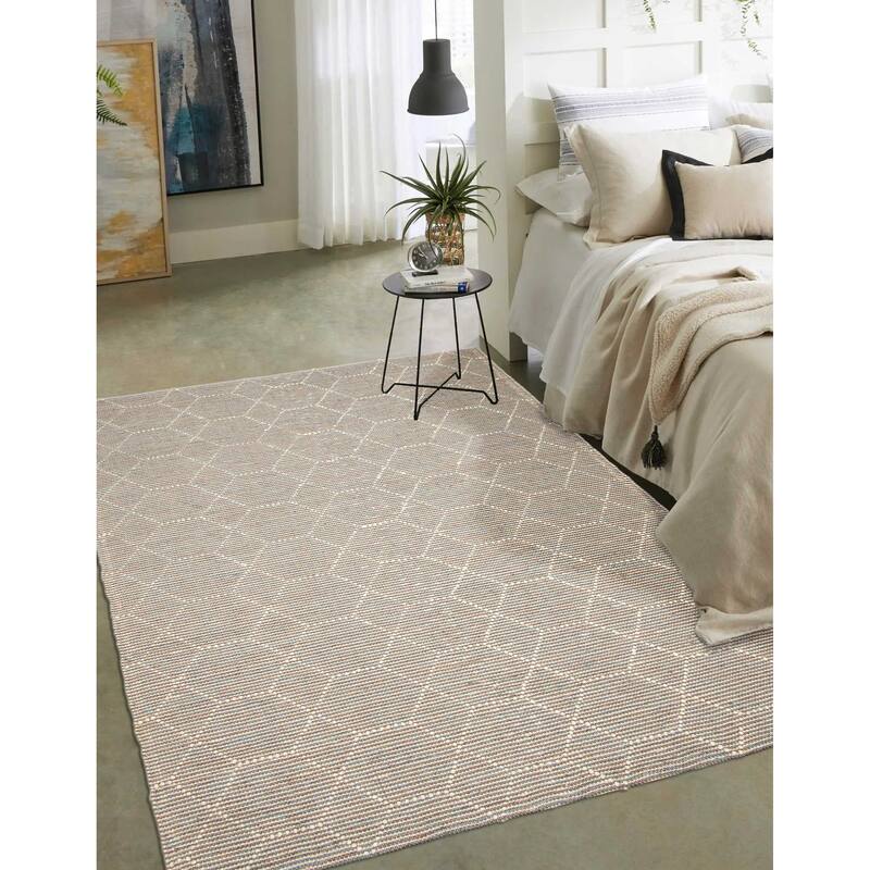 ECARPETGALLERY Braid weave Sienna Brown Wool Rug - 5'0 x 7'7