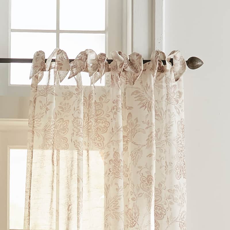 Westport Floral Tie-Top Sheer Window Curtain