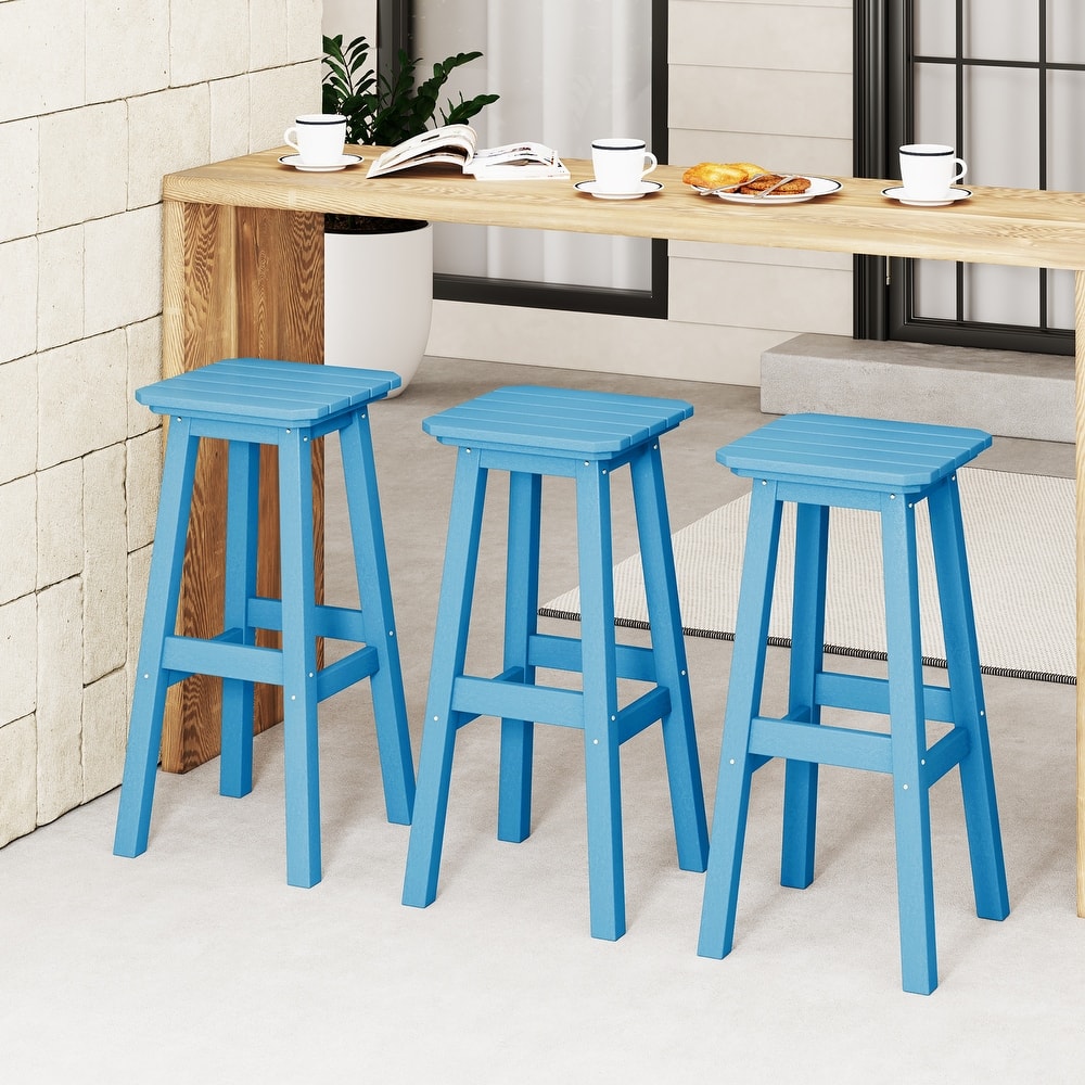 Laguna Hdpe All Weather Outdoor Patio 29" Square Bar Stool (Set Of 3)