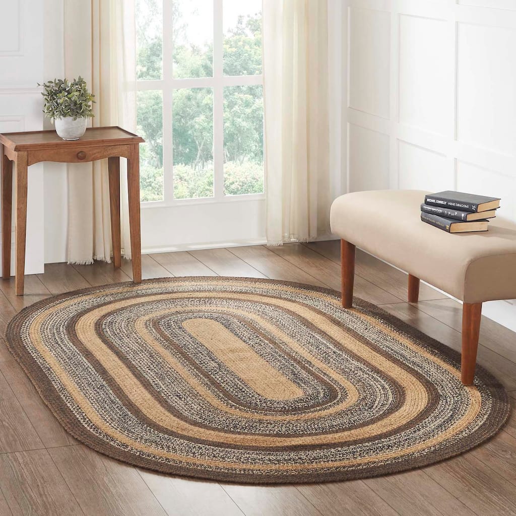 Espresso Jute Rug Oval w/ Pad 60x96 - 5' x 8' Oval