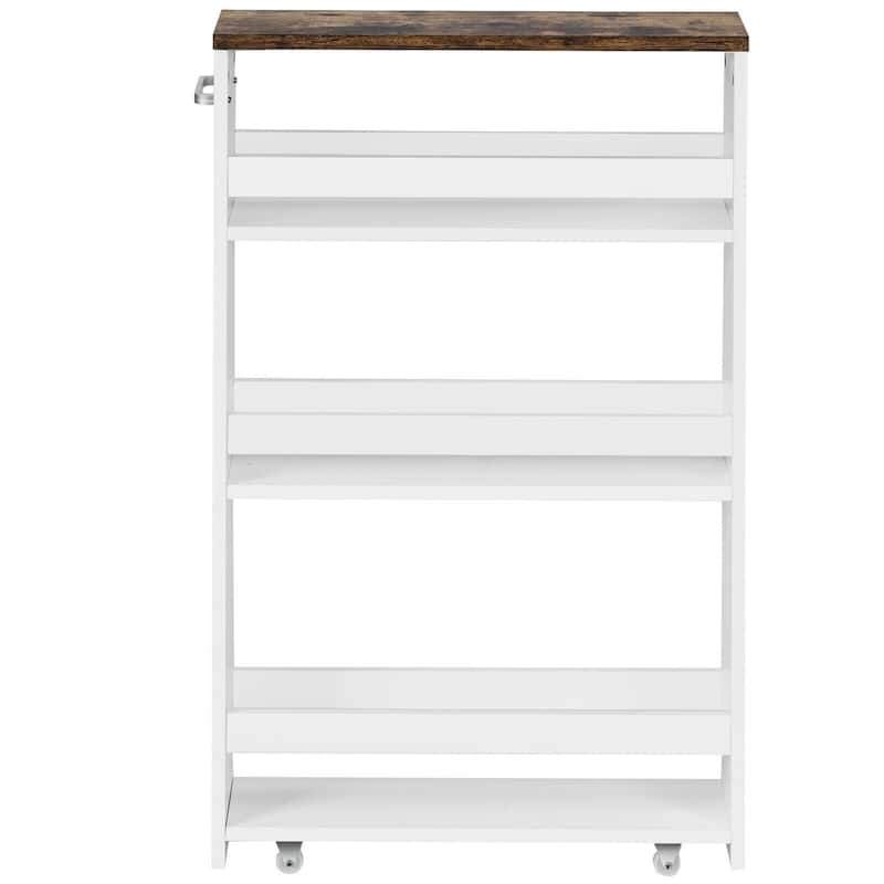 4 Tier Rolling Slim Storage Kitchen Organizer Cart with Handle - 19"L x 5.1"W x 31.5"H
