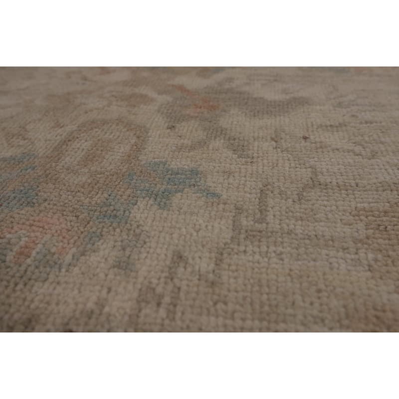 Beige Oushak Turkish Area Rug Handmade Vegetable Dye Wool Carpet - 8'1"x 10'3"
