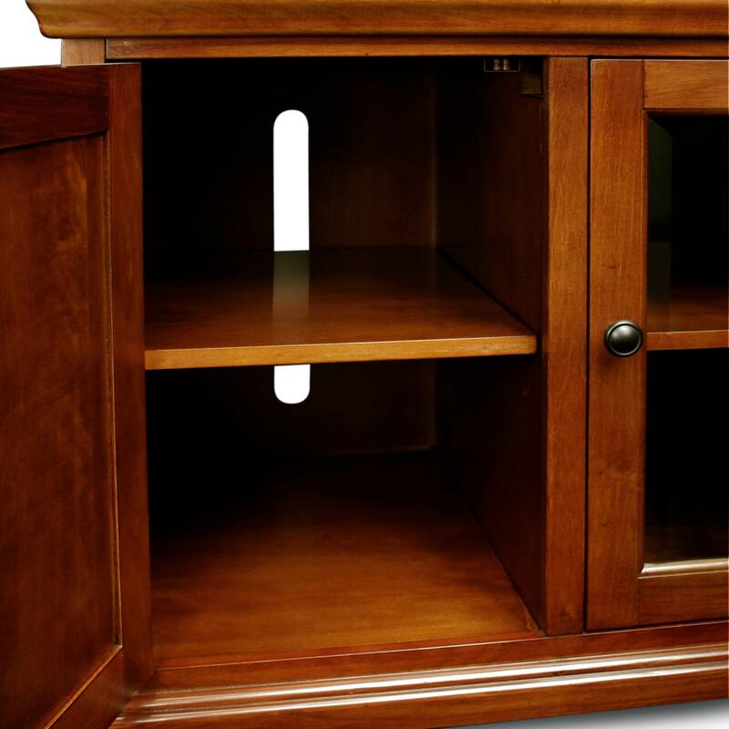 Leick Home Solid Wood Mission Oak Three Door TV Stand