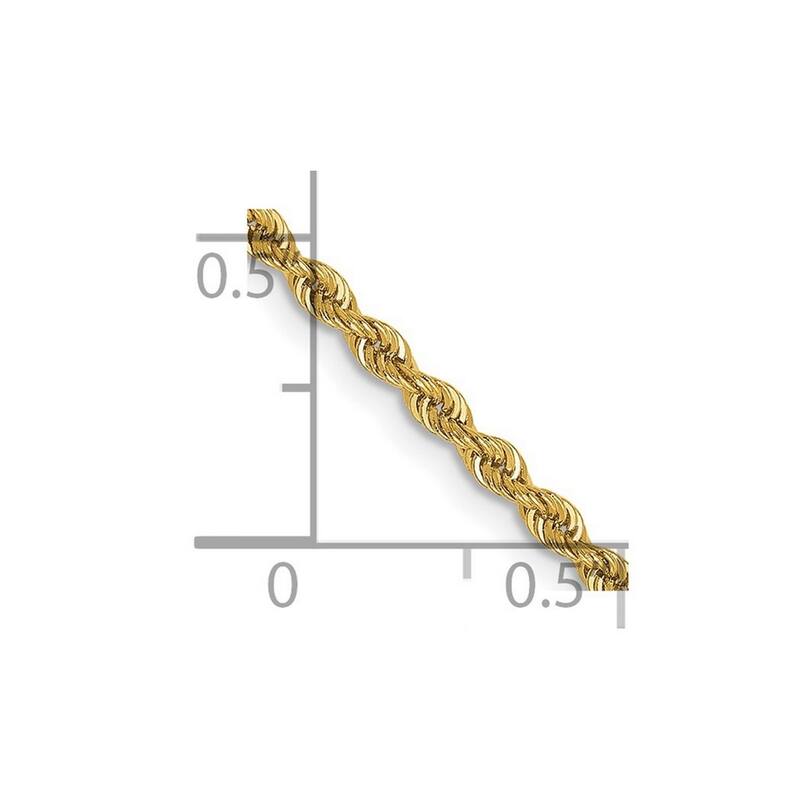 Curata 14k Yellow Gold Lobster Claw Closure Valu plus 2.0mm Solid Chain Bracelet